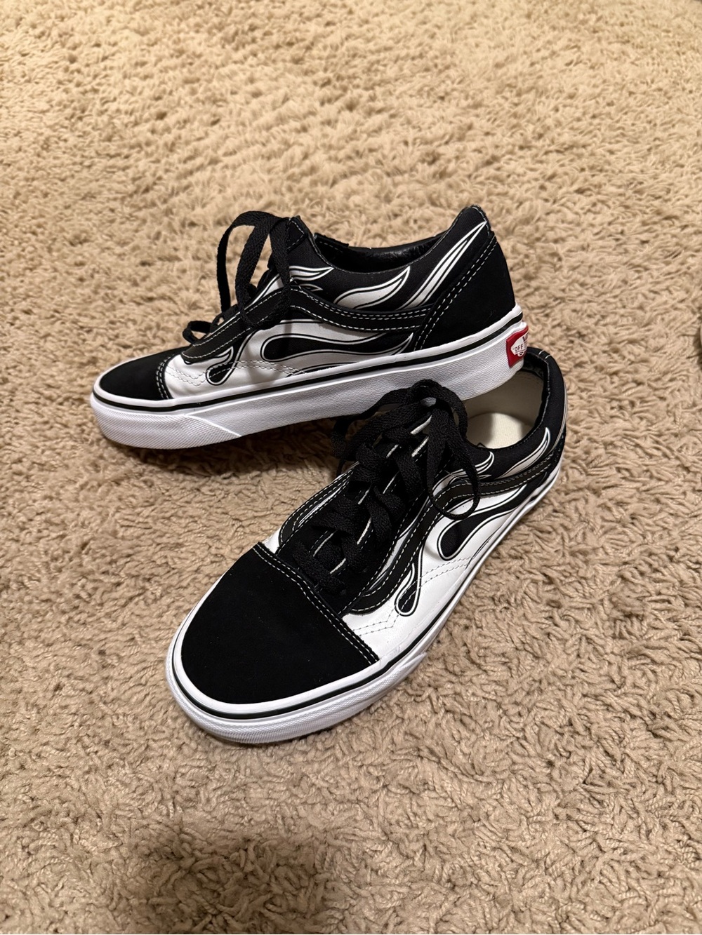 Vans Black & White Flame Low-Top Sneakers